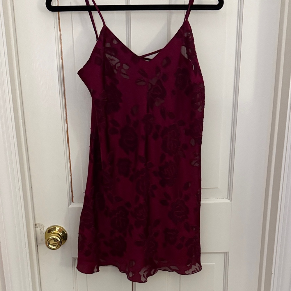Vintage Victoria Secret Burgundy partly sheer  nightie.